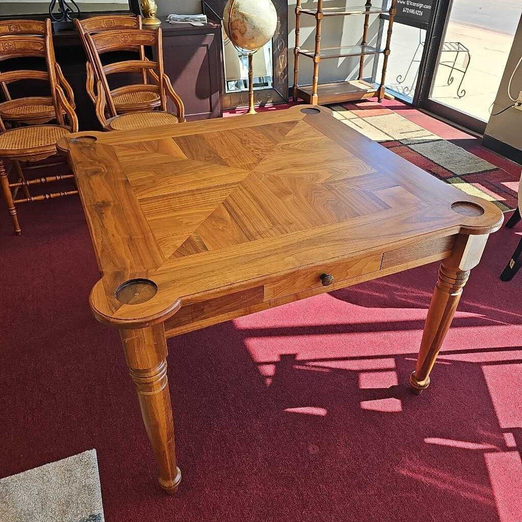 Walnut In-Laid Game Table
