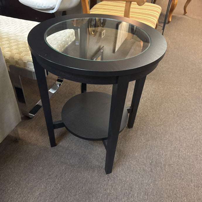 Round Glass Top End Table
