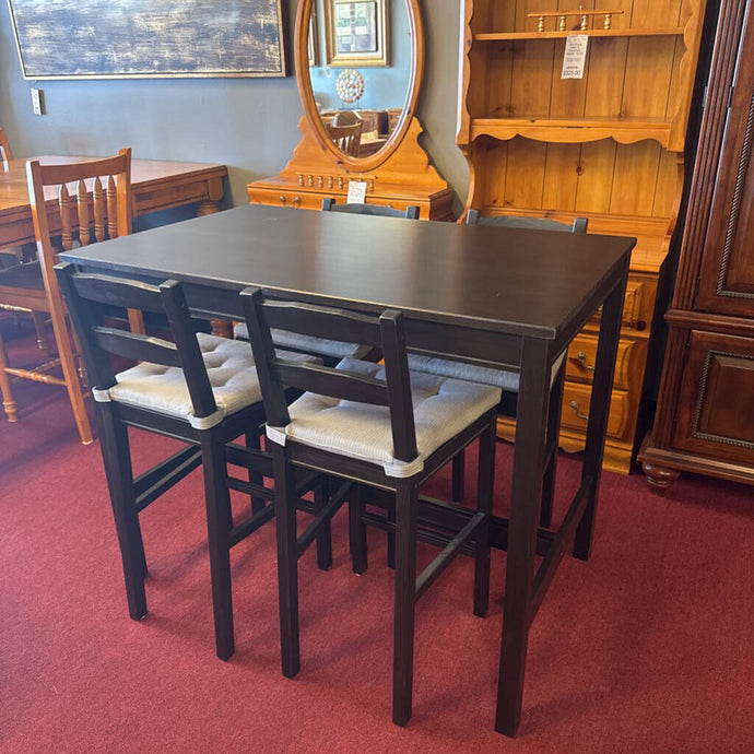 Black Dining Table w/4 Black Counter Stools