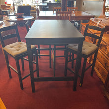 Load image into Gallery viewer, Black Dining Table w/4 Black Counter Stools