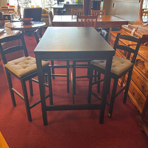 Black Dining Table w/4 Black Counter Stools