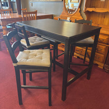 Load image into Gallery viewer, Black Dining Table w/4 Black Counter Stools
