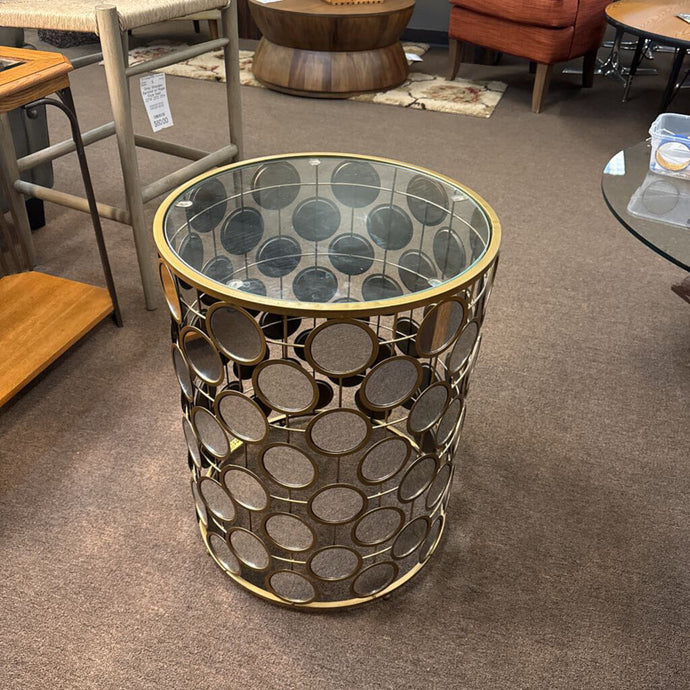 Circle Mirror/Glass Top End Table