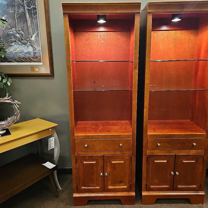 Lighted Wood Cabinet w/2 Shelves/1 Drawer/2 Doors