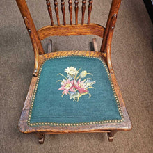 Load image into Gallery viewer, Oak Needlepoint Sewing Rocker