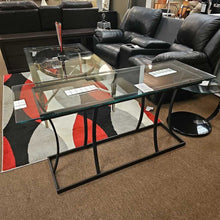 Load image into Gallery viewer, Black Metal &amp; Glass Sofa Table
