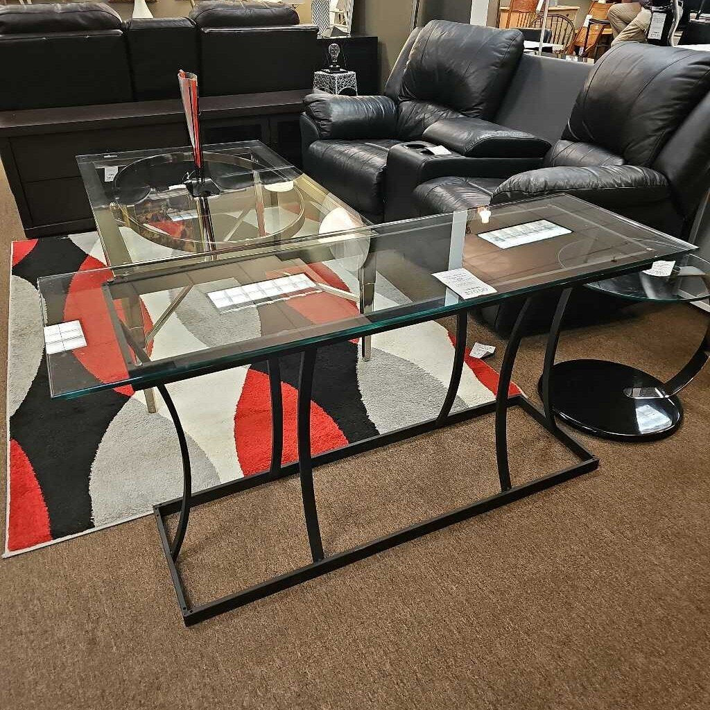 Black Metal & Glass Sofa Table
