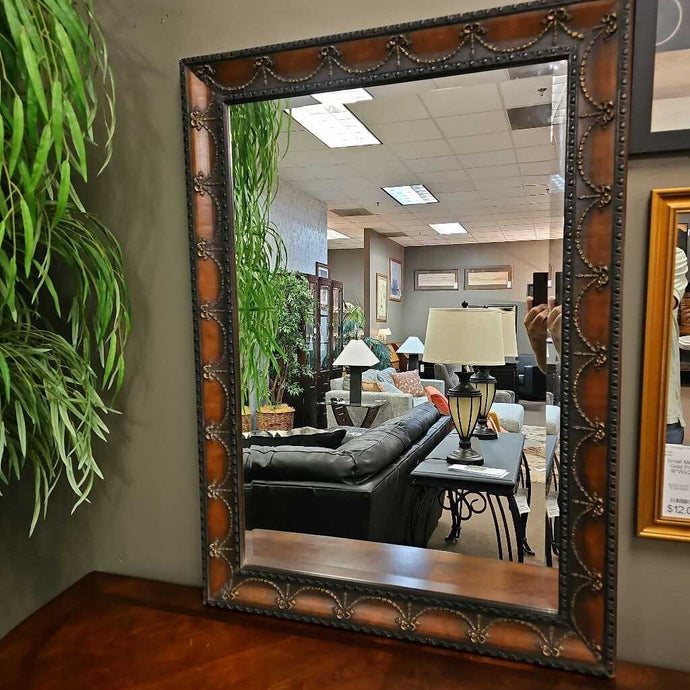 Beveled Mirror in Brown/Gold Frame