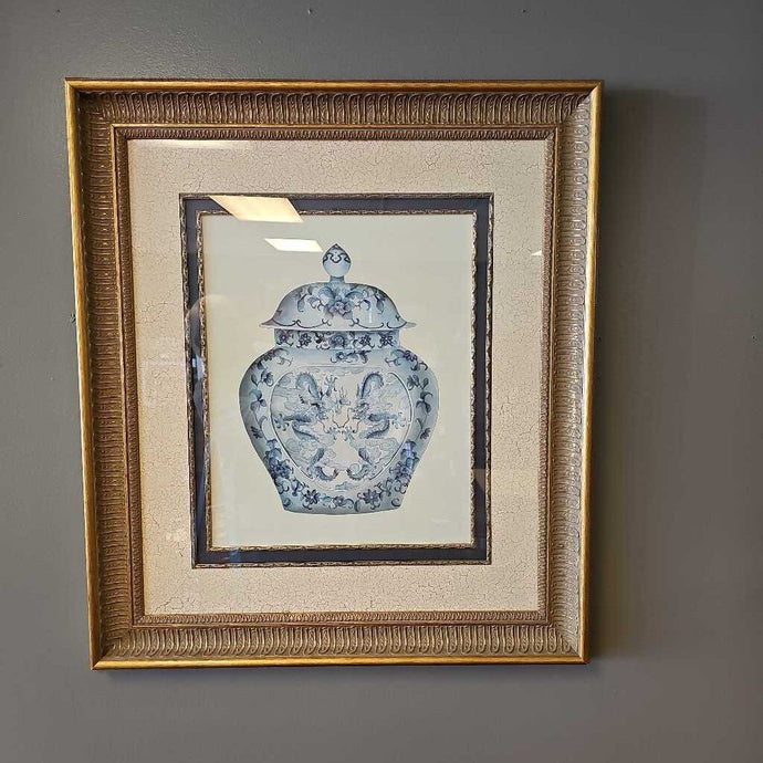 Large Framed Print of Blue & White Ginger Jar