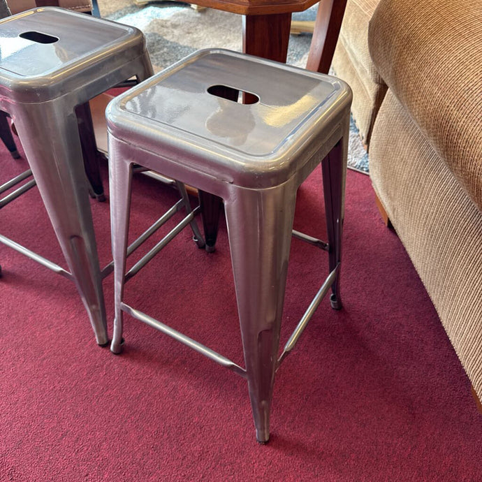 Silver Metal Bar Stool