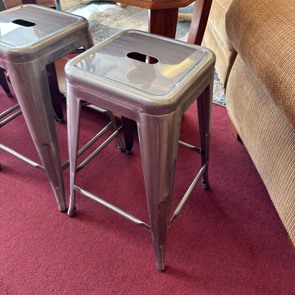 Silver Metal Bar Stool