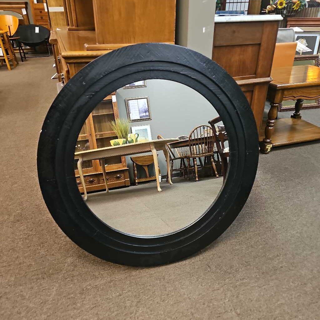 Round Black Framed Mirror