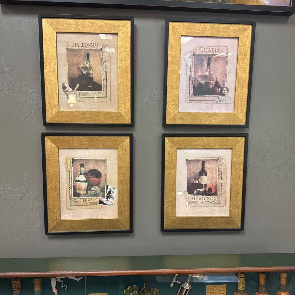 Set of 4 Framed Wine Prints