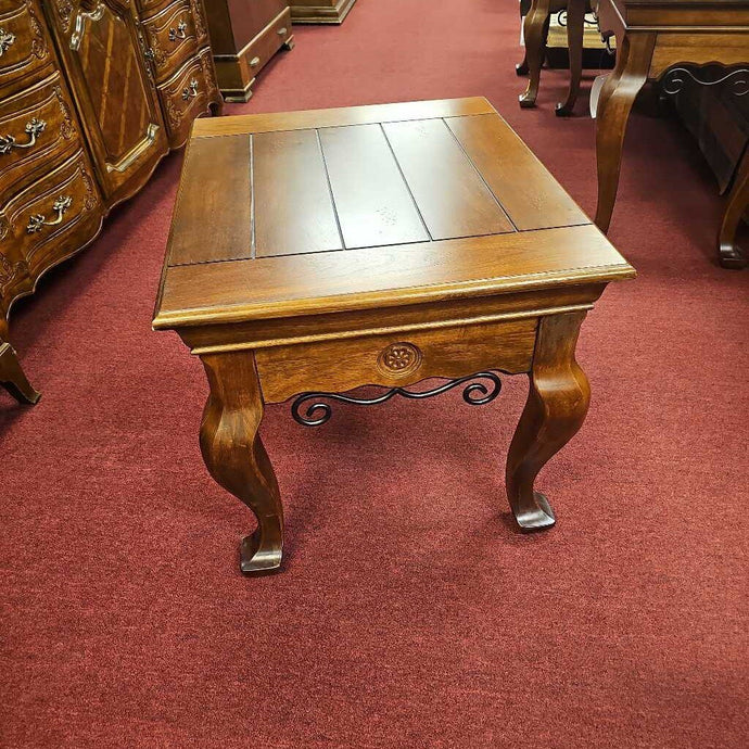 Wood End table w/Metal Trim
