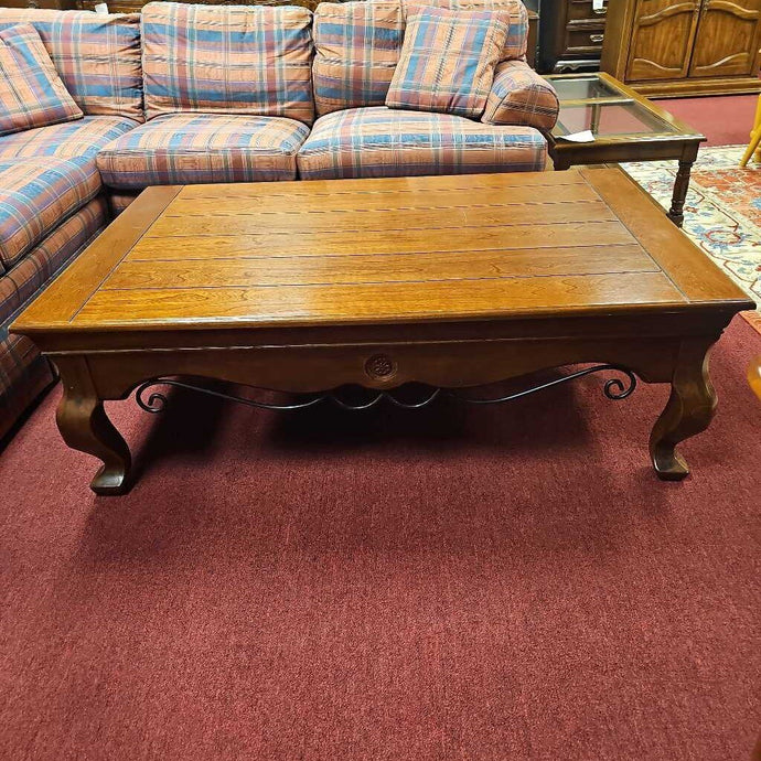 Wood Coffee Table w/Metal Trim
