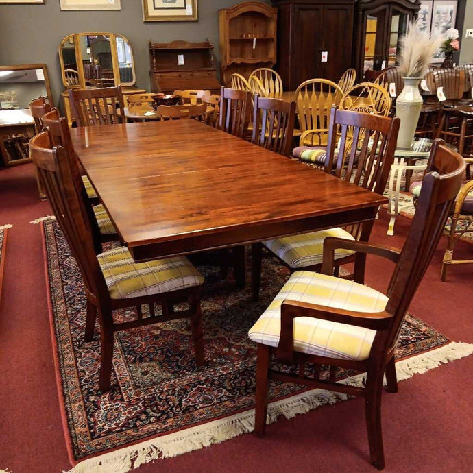 Dark Wood (Cherry) Dining Table w/2 Leaves & 8 Dining Chairs