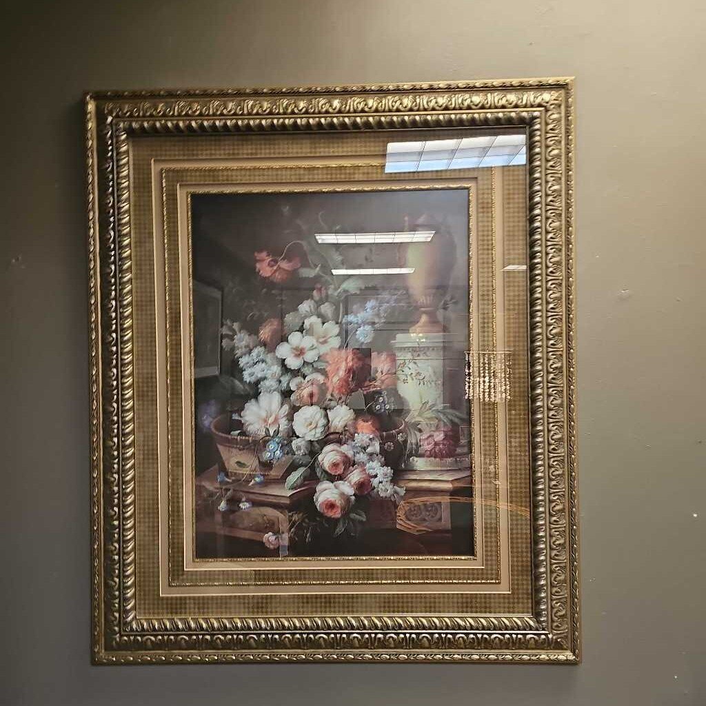 Gold Framed Print of Flowers