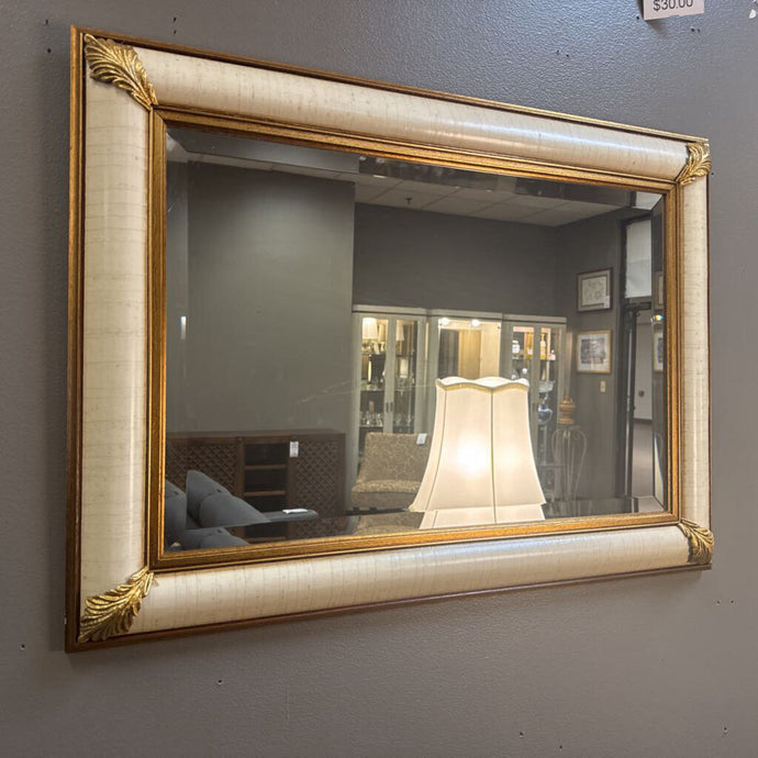 Gold/Off-White Beveled Mirror