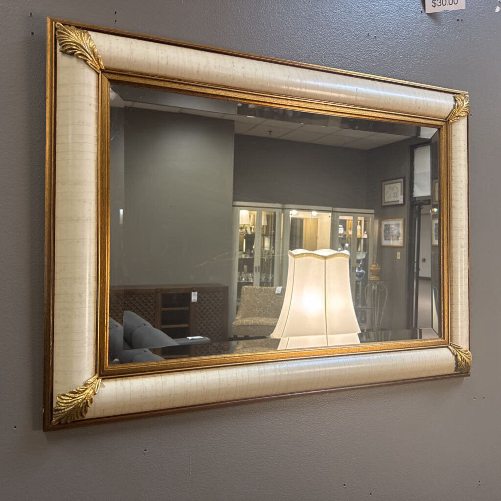 Gold/Off-White Beveled Mirror