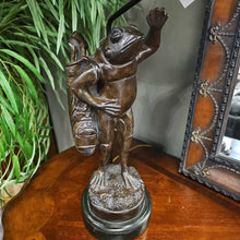 Load image into Gallery viewer, Vintage Maitland Smith Whimsical Bronze Composition Gold Frog Lamp