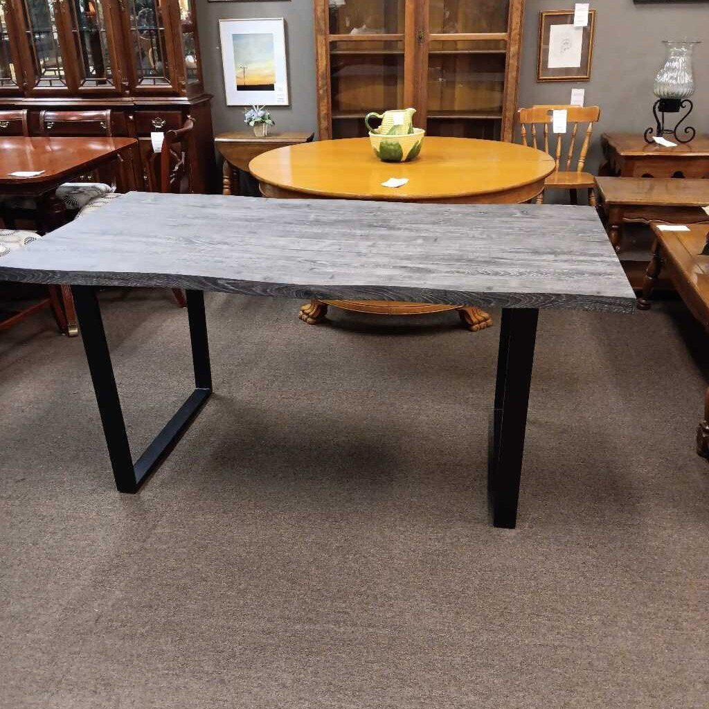 Grey Faux Wood w/Metal Leg Dining Table