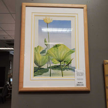 Load image into Gallery viewer, Wood Frame Flowers &amp; Dragonfly Print