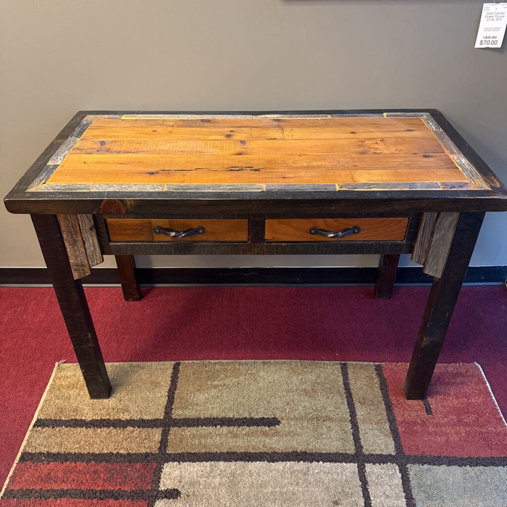 Black/Wooden Farmhouse Entry Table w/2 Drawer