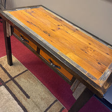 Load image into Gallery viewer, Black/Wooden Farmhouse Entry Table w/2 Drawer