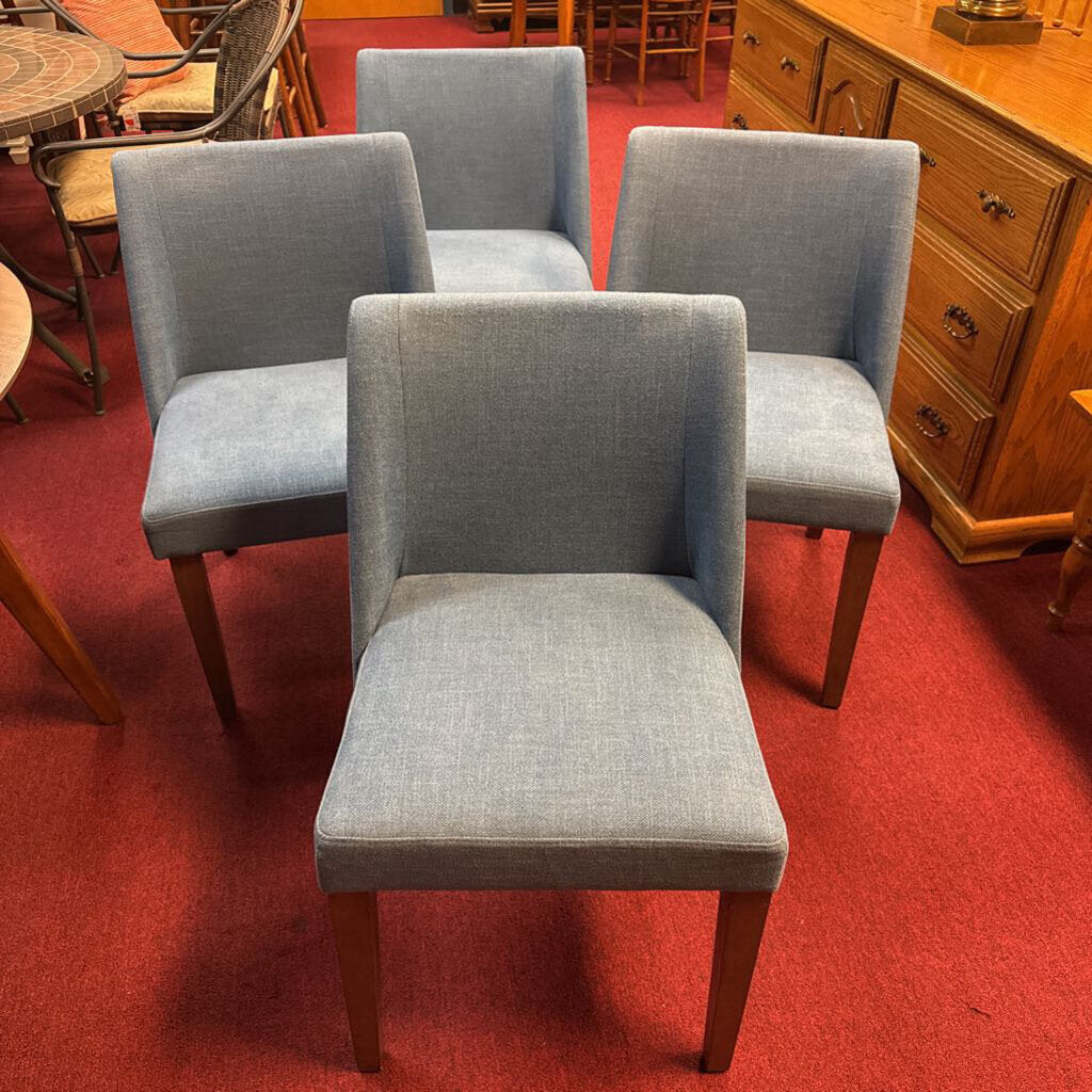 Set of 4 Blue Upholstered Chairs