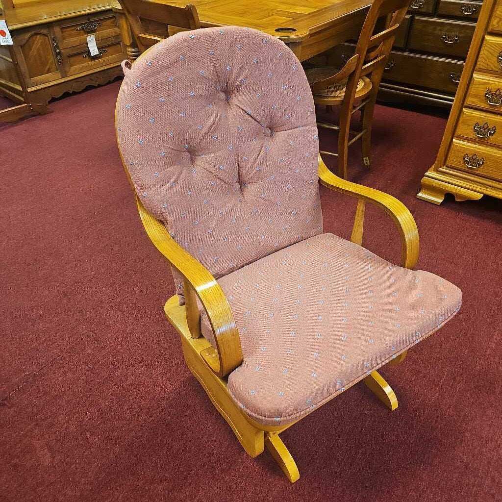 Oak Glider Rocker w/Cushions