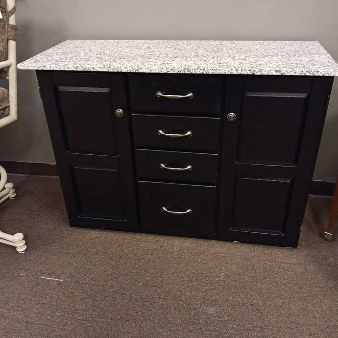 Black Marble Top Island Cabinet 2 Door/4 Drawer