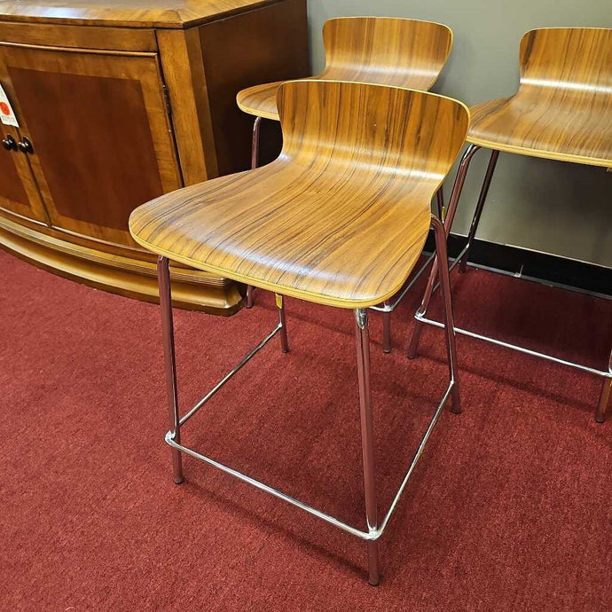 Wood Finish/Chrome Counter Height Stool