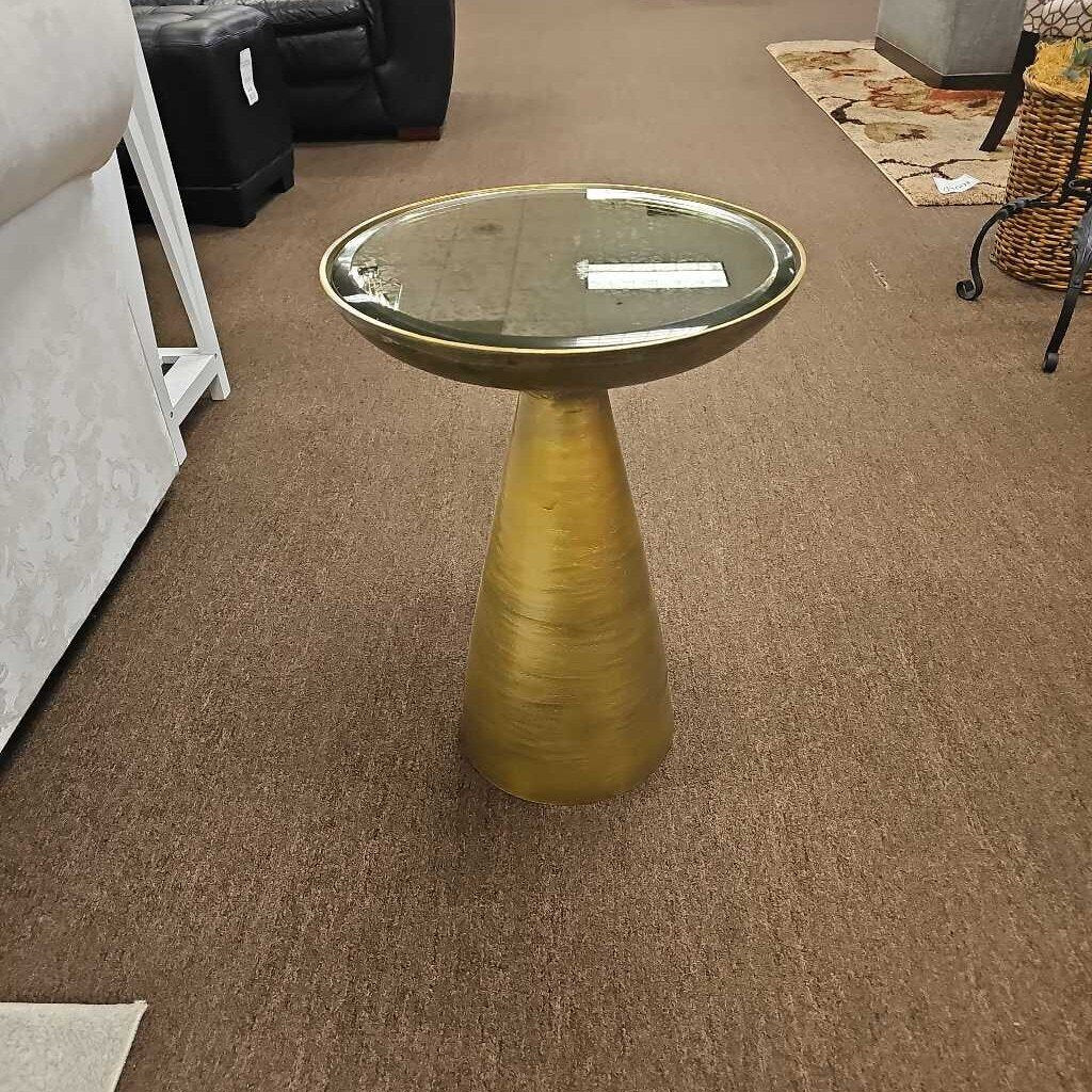 Marlow Gold Pedestal Table w/Mirror Top