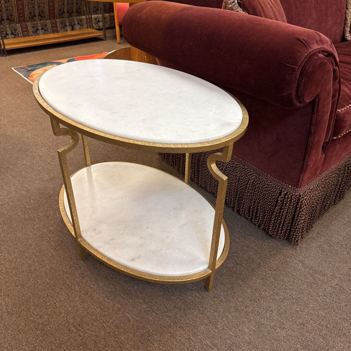 2 Tier Marble / Gold Frame End Table