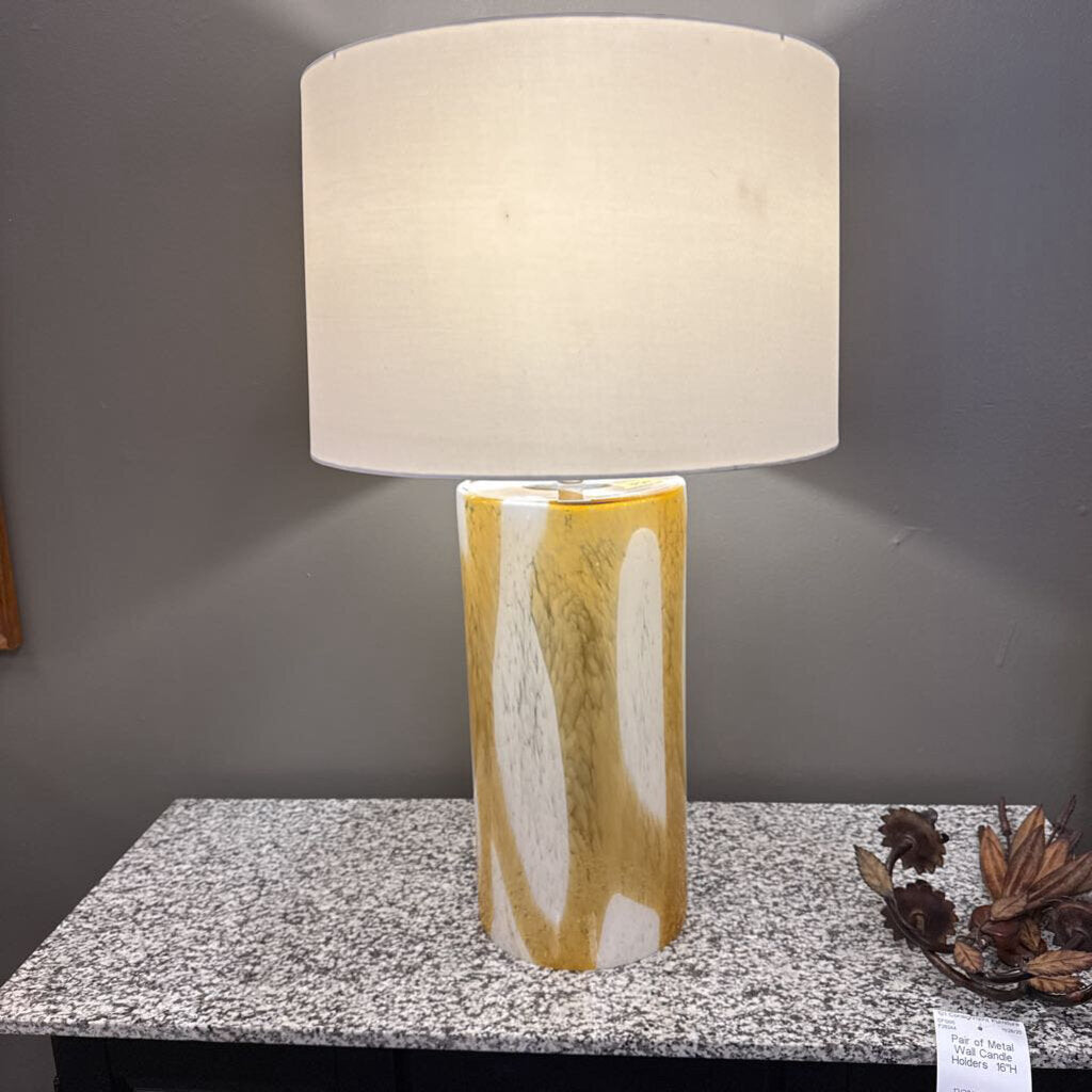 Gold/White Glass Lamp