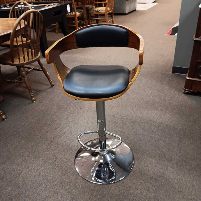 Black/Wood Chrome Base Stool