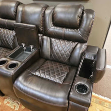 Load image into Gallery viewer, Power Reclining Love Seat in Chocolate