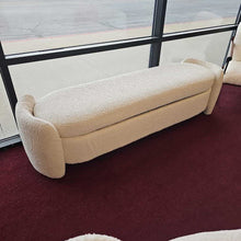 Load image into Gallery viewer, White Boucle Storage Bench