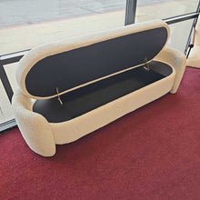 Load image into Gallery viewer, White Boucle Storage Bench