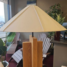 Load image into Gallery viewer, Crate &amp; Barrel Solid Oak Cross Base Lamp