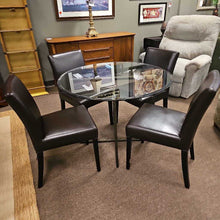 Load image into Gallery viewer, Crate &amp; Barrel Round Glass Dining Table w/4 Chairs