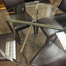 Load image into Gallery viewer, Crate &amp; Barrel Round Glass Dining Table w/4 Chairs