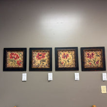 Load image into Gallery viewer, Red Floral Pictures in Dark Brown Frame