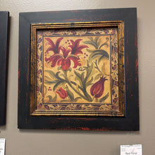 Load image into Gallery viewer, Red Floral Pictures in Dark Brown Frame
