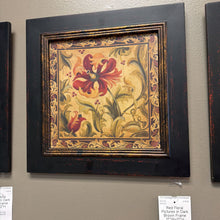 Load image into Gallery viewer, Red Floral Pictures in Dark Brown Frame