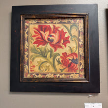Load image into Gallery viewer, Red Floral Pictures in Dark Brown Frame