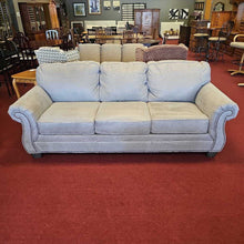 Load image into Gallery viewer, Tan Suede Sleeper Sofa w/ Pillows