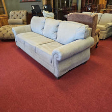 Load image into Gallery viewer, Tan Suede Sleeper Sofa w/ Pillows