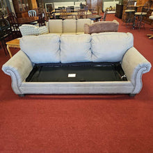Load image into Gallery viewer, Tan Suede Sleeper Sofa w/ Pillows