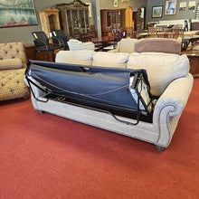 Load image into Gallery viewer, Tan Suede Sleeper Sofa w/ Pillows